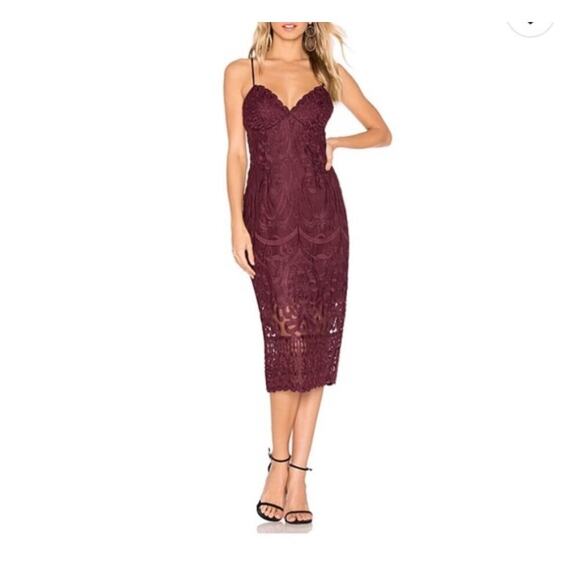 Bardot Gia Embroidered Lace Mesh Cocktail Bodycon Dress In Burgundy Size 8 - Picture 5 of 15